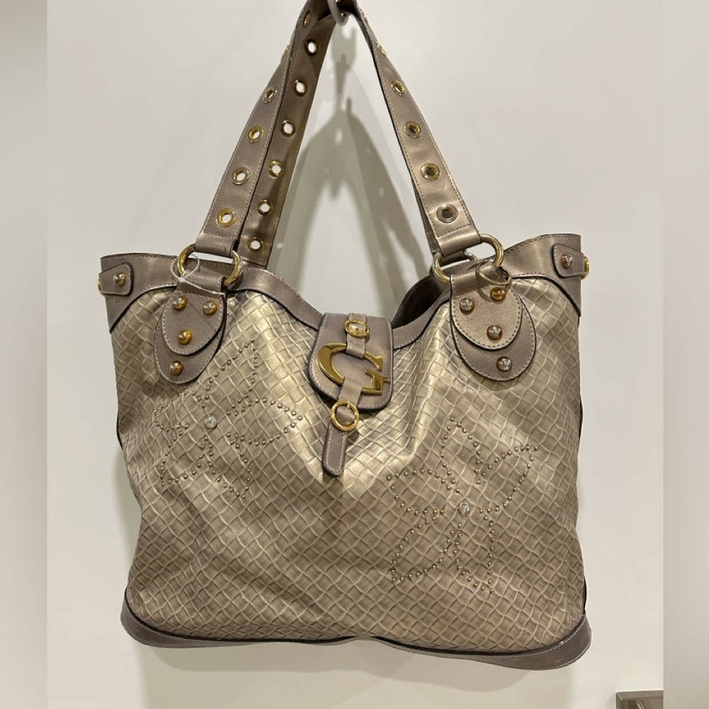 Vintage Guess Gold and Tan Shoulder Bag